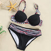 Spaghetti Strap Patchwork Mid Waist Swimsuit Women Bikini