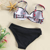 Spaghetti Strap Patchwork Mid Waist Swimsuit Women Bikini