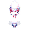 Sexy Halter Neck Hollow Out Print Low Waist Women Bikini