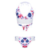 Sexy Halter Neck Hollow Out Print Low Waist Women Bikini