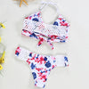 Sexy Halter Neck Hollow Out Print Low Waist Women Bikini