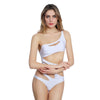 Sexy One Shoulder Hollow Out Pad Women Swimsuit