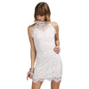 Sexy Stand Collar Lace Spliced Crochet Women Dress