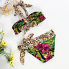 Halter Neck Leopard Print Low Waist Swimsuit Women Bikini