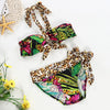 Halter Neck Leopard Print Low Waist Swimsuit Women Bikini