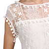 Fresh Style Round Collar Sleeveless Pure Color Lace Dress for Women