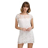 Fresh Style Round Collar Sleeveless Pure Color Lace Dress for Women