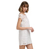 Fresh Style Round Collar Sleeveless Pure Color Lace Dress for Women