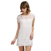 Fresh Style Round Collar Sleeveless Pure Color Lace Dress for Women