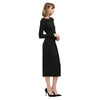 Simple Round Collar Long SLeeve Zipper Design Skinny Midi Dress for Women