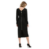 Simple Round Collar Long SLeeve Zipper Design Skinny Midi Dress for Women