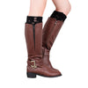 Hollow Out Leaf Pattern Girls Knitted Warm Long Socks
