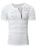 Destroyed Zipper Design Short Sleeves T-shirt