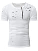 Destroyed Zipper Design Short Sleeves T-shirt