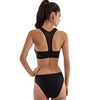 Halter Neck Mesh Spliced Hollow Out Pad Women Bikini Set