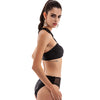 Halter Neck Mesh Spliced Hollow Out Pad Women Bikini Set