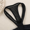 Halter Neck Mesh Spliced Hollow Out Pad Women Bikini Set