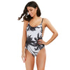 Spaghetti Strap Coconut Tree Print Tropical Backless Swimwear