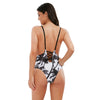 Spaghetti Strap Coconut Tree Print Tropical Backless Swimwear