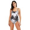 Spaghetti Strap Coconut Tree Print Tropical Backless Swimwear