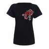 Round Collar Short Sleeve Floral Embroidery Women T-shirt