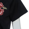 Round Collar Short Sleeve Floral Embroidery Women T-shirt