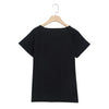 Round Collar Short Sleeve Floral Embroidery Women T-shirt
