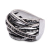Stylish Old Classical Silver Color Springs Twine Rhinestone Ring