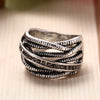 Stylish Old Classical Silver Color Springs Twine Rhinestone Ring