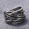 Stylish Old Classical Silver Color Springs Twine Rhinestone Ring