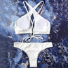 Keyhole Rib Texture Wrap Bikini Set