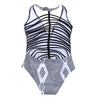 Sexy V Neck Hollow Out Strap Pad Print Women Swimsuit