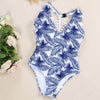 Sexy V Neck Hollow Out Strap Pad Print Women Swimsuit