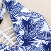 Sexy V Neck Hollow Out Strap Pad Print Women Swimsuit