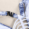 Sexy V Neck Hollow Out Strap Pad Print Women Swimsuit
