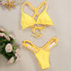 Spaghetti Strap Woven Criss Cross Pad Low Waist Women Bikini