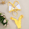 Spaghetti Strap Woven Criss Cross Pad Low Waist Women Bikini