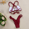 Spaghetti Strap Woven Criss Cross Pad Low Waist Women Bikini