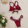 Spaghetti Strap Woven Criss Cross Pad Low Waist Women Bikini