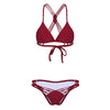 Spaghetti Strap Woven Criss Cross Pad Low Waist Women Bikini