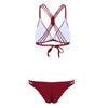 Spaghetti Strap Woven Criss Cross Pad Low Waist Women Bikini