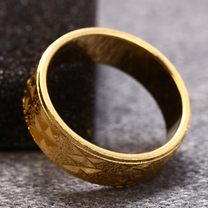 18K Electroplate Gold Color Geometric Pattern Ring for Men
