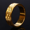 18K Electroplate Gold Color Geometric Pattern Ring for Men