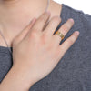 18K Electroplate Gold Color Geometric Pattern Ring for Men