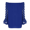 Sexy Off The Shoulder Lace Spliced Chiffon Blouse for Women