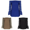 Sexy Off The Shoulder Lace Spliced Chiffon Blouse for Women
