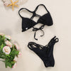 Spaghetti Strap Woven Criss Cross Pad Low Waist Women Bikini