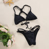 Spaghetti Strap Woven Criss Cross Pad Low Waist Women Bikini