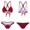 Spaghetti Strap Woven Criss Cross Pad Low Waist Women Bikini