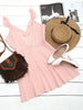 Ruffled Strap V Shaped Back Flare Dress